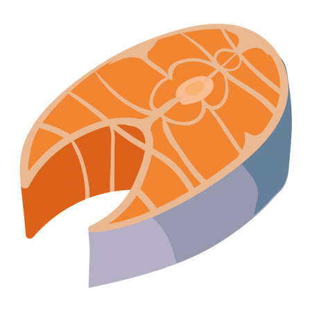 Salmon piece, slice, natural healthy organic nutrition product. Vector doodle cartoon flat trendy illustration hand drawn isolatedのイラスト素材