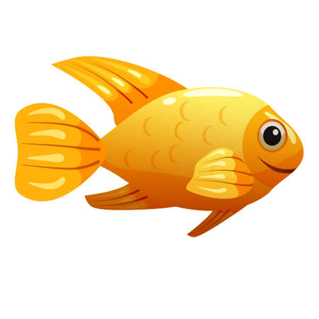 Tropical yellow fish, coral reef exotic pet animal. Aquarium sea life, vector illustartion cartoon styleのイラスト素材