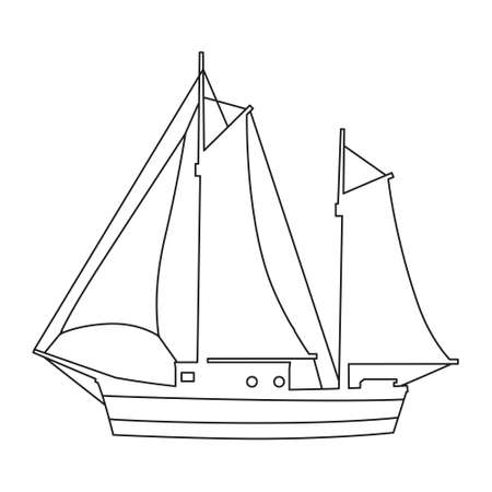 Sailboat line icon logo design marines, peedboat, ship, vessel, side view. Vector illustration outline simple element symbolのイラスト素材