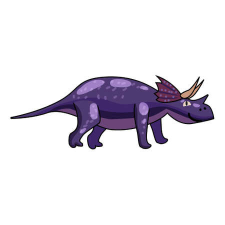 Funny prehistoric Triceratops dinosaurus. Ancient wild monsters reptiles cartoon style. Vector isolatedのイラスト素材