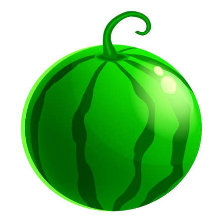 Watermelon berry, fruit whole fresh organic, green color, icon. Vector illustration symbol icon cartoonのイラスト素材