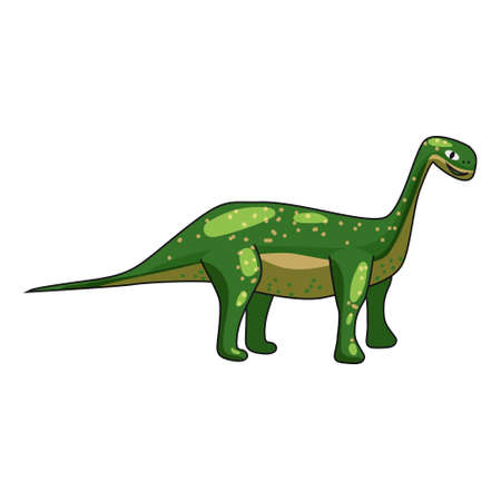 Funny prehistoric Brontosaurus dinosaurus. Ancient wild monsters reptiles cartoon style. Vector isolatedのイラスト素材