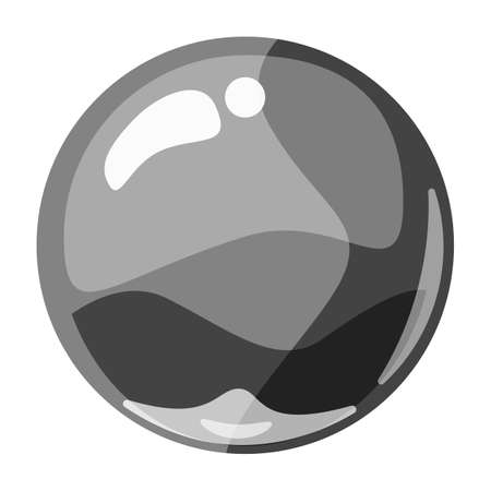 Ball grey shiny glossy colorful game art. Magic crystal glass sphere, bubble shot elements. Cartoon vector GUI appのイラスト素材