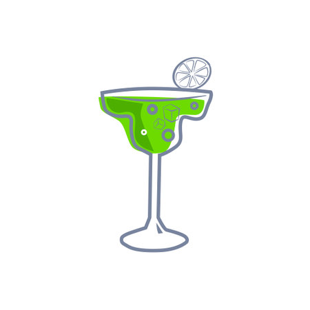 Cocktail Margarita alcohol drinks icon. Summer beverage, vector illustration cartoonのイラスト素材