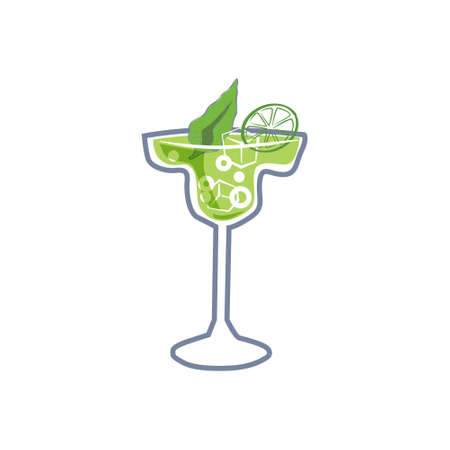 Cocktail Margarita alcohol drinks icon. Summer beverage, vector illustration cartoonのイラスト素材