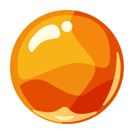 Ball orange shiny glossy colorful game art. Magic crystal glass sphere, bubble shot elements. Cartoon vector GUI appのイラスト素材