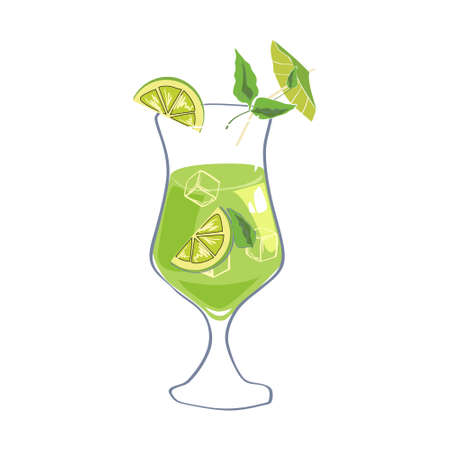 Cocktail Mojito alcohol drinks icon. Summer beverage, vector illustration cartoonのイラスト素材