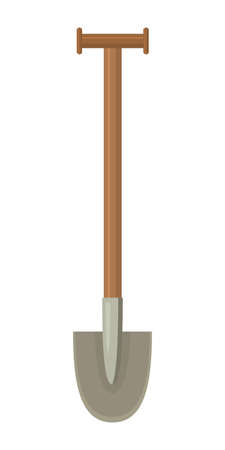 Shovel with wooden handle and metal tool. Vector illustrationのイラスト素材