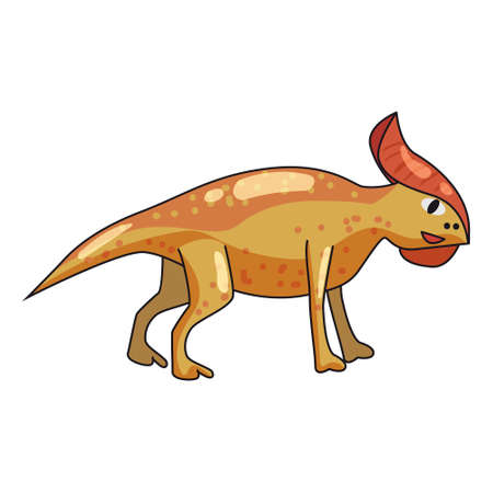 Funny prehistoric Parasavrolofus dinosaurus. Ancient wild monsters reptiles cartoon style. Vector isolatedのイラスト素材