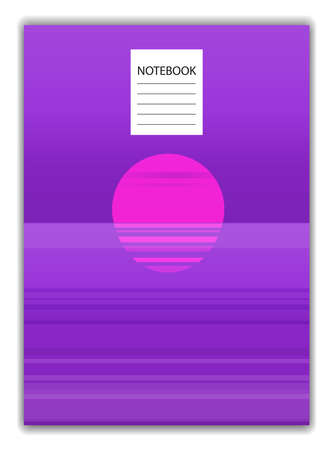 Cover notebook background design modern seascape abstract sunset and sunrise sea templates for book, notebook, flyer, banner, poster, card. Vector illustrationのイラスト素材