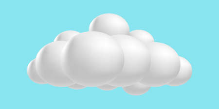 Clouds fluffy, 3D mesh cartoon. Soft render clouds icons on a blue sky. Vector illustrationのイラスト素材