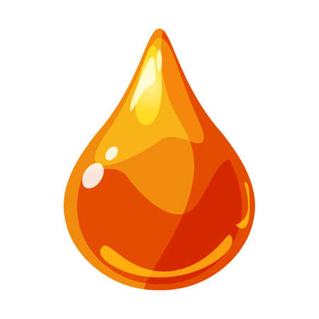 Drop orange shiny glossy colorful game asset. Aqua, jelly, crystal, glass drip, bubble shot elements. Cartoon vector GUI appのイラスト素材
