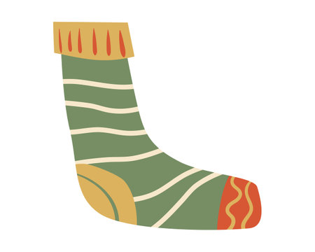 Christmas sock, decorate element retro, vintage. Vector illustrationのイラスト素材