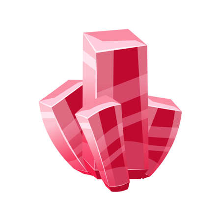 Crystal magic stone gem, precious gemstone, jewel icon, red color. Vector illustration cartoon styleのイラスト素材