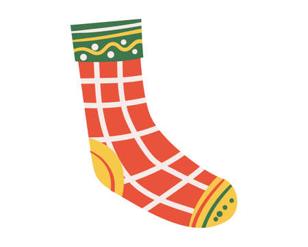 Christmas sock, decorate element retro, vintage. Vector illustrationのイラスト素材