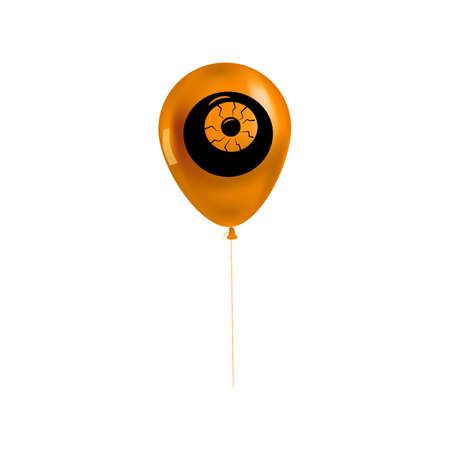 Halloween balloon 3d realistic, Eye icon symbol, orange black color. Vector illustration isolatedのイラスト素材