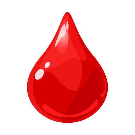 Drop red shiny glossy colorful game asset. Aqua, jelly, crystal, glass drip, bubble shot elements. Cartoon vector GUI appのイラスト素材