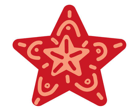 Christmas ball, star retro, vintage decoration. Symbol of Happy New Year, Xmas holiday celebration. Vector illustration cartoon flat styleのイラスト素材