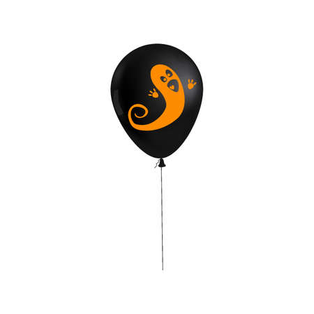 Halloween balloon 3d realistic black color, Ghost icon symbol, orange black color. Vector illustration isolatedのイラスト素材