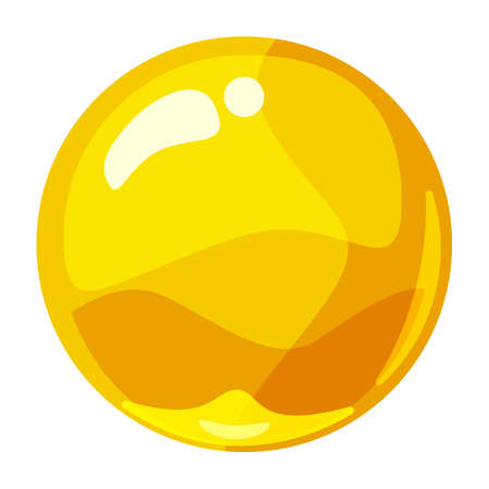 Ball red yellow glossy colorful game art. Magic crystal glass sphere, bubble shot elements. Cartoon vector GUI appのイラスト素材