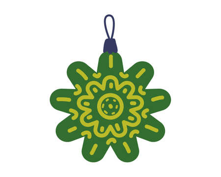 Christmas ball retro, vintage decoration. Symbol of Happy New Year, Xmas holiday celebration. Vector illustration cartoon flat styleのイラスト素材