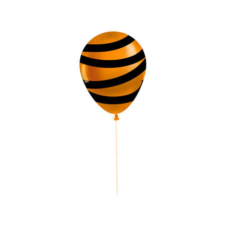 Halloween balloon 3d realistic, Eye icon symbol, orange black color. Vector illustration isolatedのイラスト素材