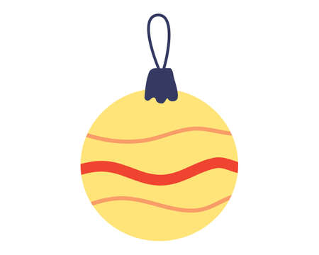 Christmas ball retro, vintage decoration. Symbol of Happy New Year, Xmas holiday celebration. Vector illustration cartoon flat styleのイラスト素材
