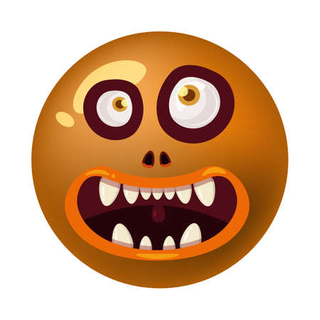 Monster face cartoon round icon head Halloween character. Illustration, sticker, emblem funny cute mask, vectorのイラスト素材