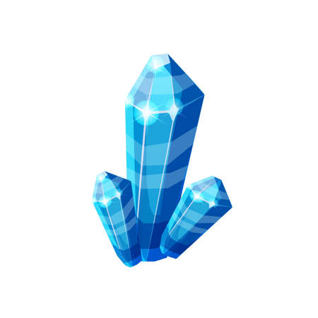 Crystal magic stone gem, precious gemstone, jewel icon, blue color. Vector illustration cartoon styleのイラスト素材