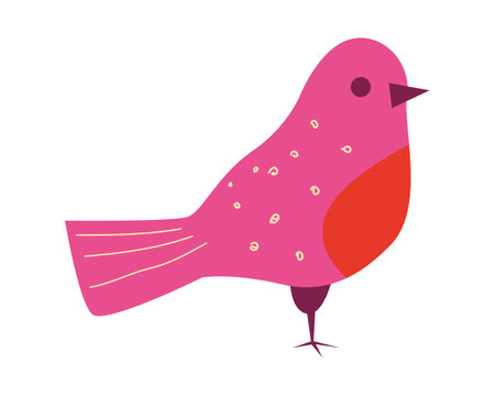 Christmas bird red wooden toy, retro, vintage. Vector illustration cartoon flat styleのイラスト素材