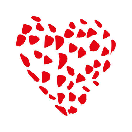 Heart hand drawn doodle, sketch red color, vectorのイラスト素材