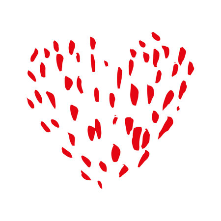 Heart hand drawn doodle, sketch red color, vectorのイラスト素材