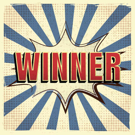 Winner retro poster, comic speech duddle blast. Vector illustration vintageのイラスト素材