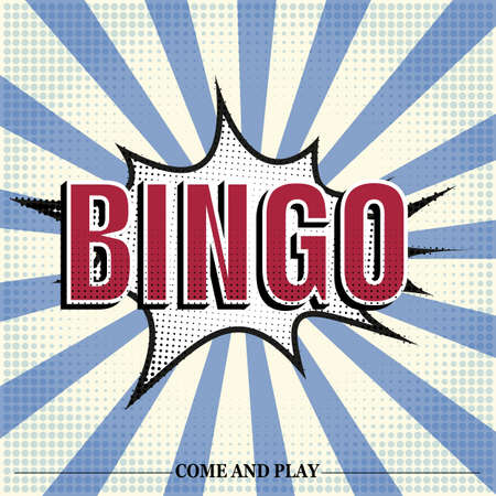 Bingo retro poster, comic speech duddle blast. Vector illustration vintageのイラスト素材