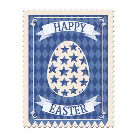 Easter postal stamp, egg, retro graphic. Vintage vectorのイラスト素材