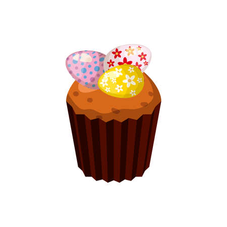 Easter cupcake with decorated eggs, muffin. Sweet food, dessertのイラスト素材