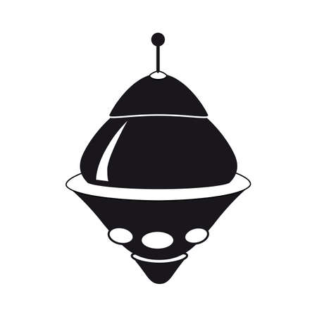 UFO icon, spacecraft of alien. Vector flat black color styleのイラスト素材