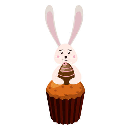 Easter cupcake with Bunny and egg, muffin. Sweet food, dessertのイラスト素材