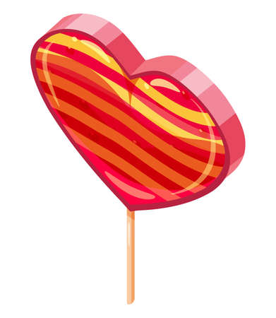 Candy Sugar Heart Lollypop Isometric. Sweet food icon cartoon styleのイラスト素材