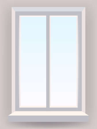 Plastic Window in interior. Vector illustration template realisticのイラスト素材