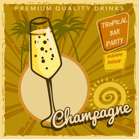 Margarita Retro poster design. Cocktail lounge vintage background, scratched old textured paperのイラスト素材