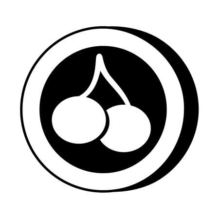 Icon Cherry Twins Casino Slot Machine shape. Gambling symbol, object. Vector illustrationのイラスト素材