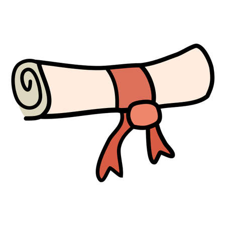 Rolled parchment paper certificateicon symbol sign, hand drawing doodleのイラスト素材