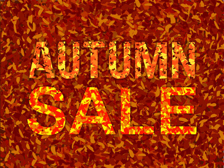 Autumn Sale background leaves red, orange, brown bannerの写真素材