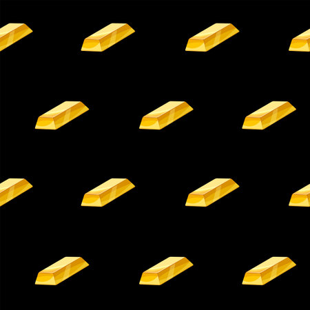Gold bar seamless pattern, bullions golden treasury luxury richのイラスト素材