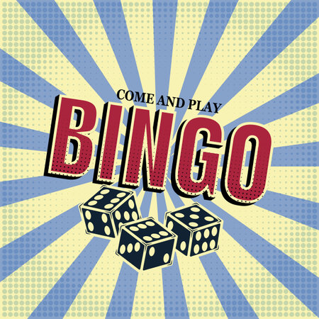Bingo retro poster, comic, dice. Vector illustration vintageのイラスト素材