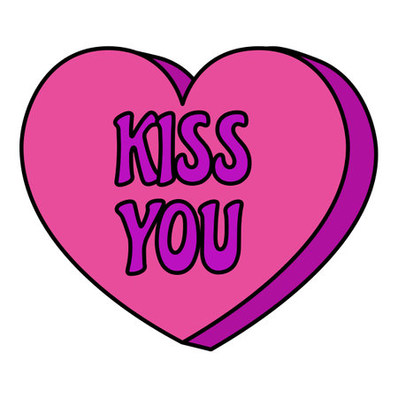 Groovy Valentine Day heart character icon sticker set trendy vintage 70s 60s aestheticsのイラスト素材