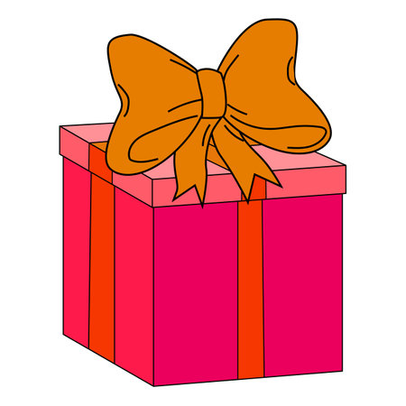 Groovy Valentine Day gift box icon sticker set trendy vintage 70s 60s aestheticsのイラスト素材