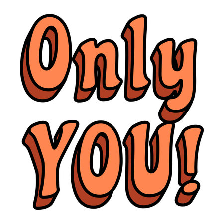 Groovy Valentine Day text Only You icon sticker set trendy vintage 70s 60s aestheticsのイラスト素材