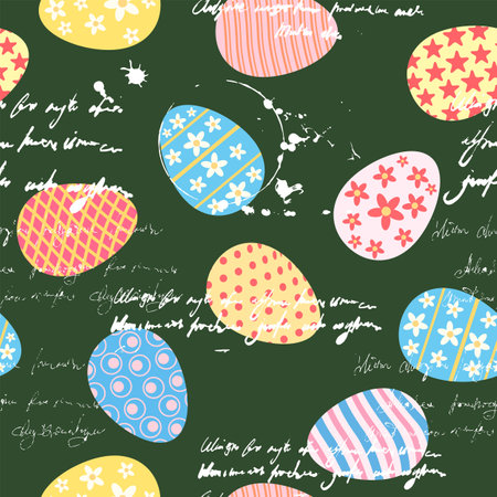 Easter seamless pattern, eggs festive spring backgroundのイラスト素材